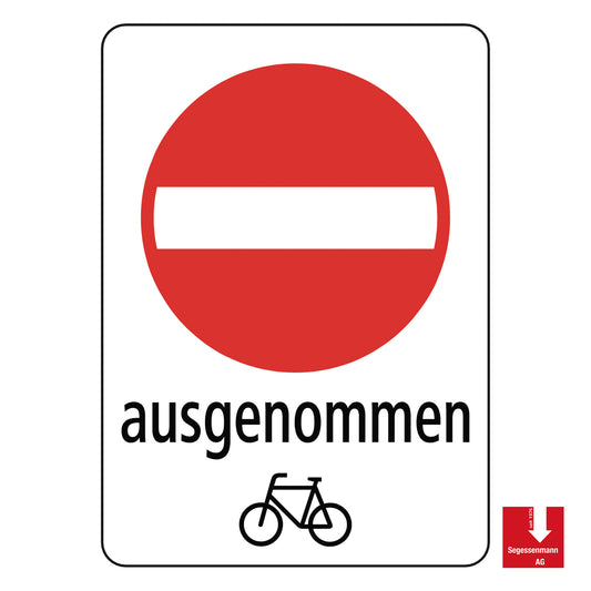 Kombiniertes Vorschriftssignal 2.02 Einfahrt verboten, ausgenommen Fahrräder